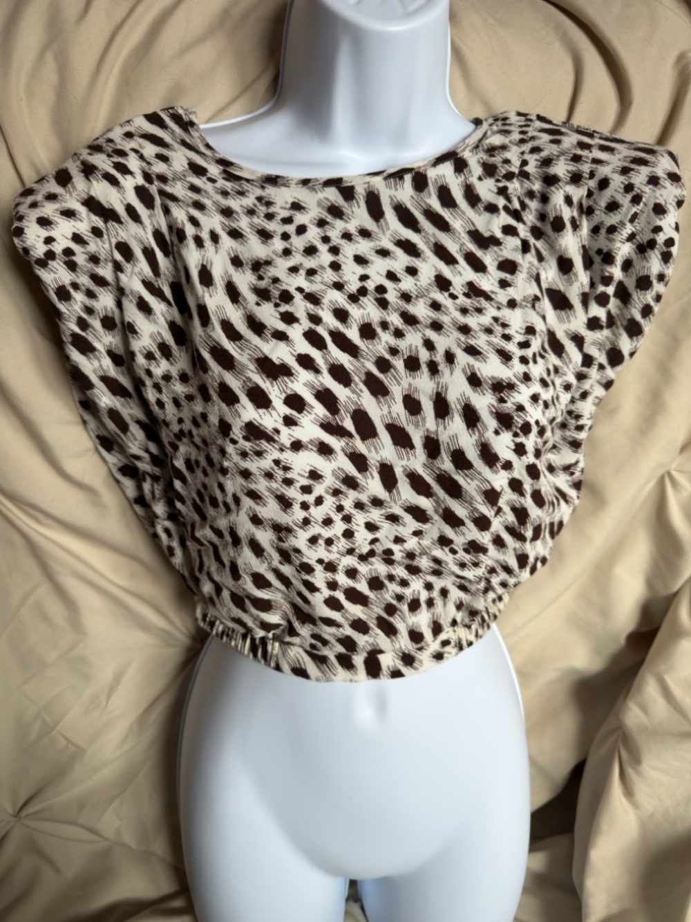 Express Brown and Cream Animal Print Crop Top